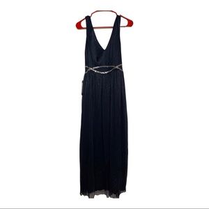 Evening Dress Ever Pretty Deep V-Neck A-Line Sleeveless Floor-Length navy blue